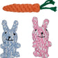HILLBERRY Dog Rope Chew Toy Cotton Pink and Blue Rabbits and Carrot Bundle Set for Teething Puppy, Small, Miniature and Toy Breed Cute Pet Play Essentials