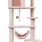 Taoqimiao Cat Tree, 68-Inch Cat Tree Cat Tower for Indoor Cats, Plush Multi-Level Cat Condo with 6 Scratching Posts, 2 Perches, 2 Caves,Hammock, 3 Pompoms,MS020SP Jelly Pink