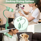 2-in-1 Hands-Free Dog Hair Dryer with Table Clamp – Low Noise Pet Grooming Dryer for Dogs & Cats, Adjustable Heat & Speed, Wearable or Desktop Use(Green)
