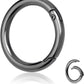 10Pack 1 Inch Metal Spring O Rings Clip Keychain, Round Carabiner Clips Keyrings Snap Hook Buckle, Purse Shoulder Bag Chain Rings Clip Replacement Paracord Keychain Lanyard Leather DIY Crafts (Black)
