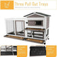 57" L Rabbit Hutch Indoor Outdoor 2 Story Large Bunny Hutch with Run Guinea Pig Cage Wooden Rabbit Cage with Removable 3 Pull Out Trays Pet House for Small-Medium Animals