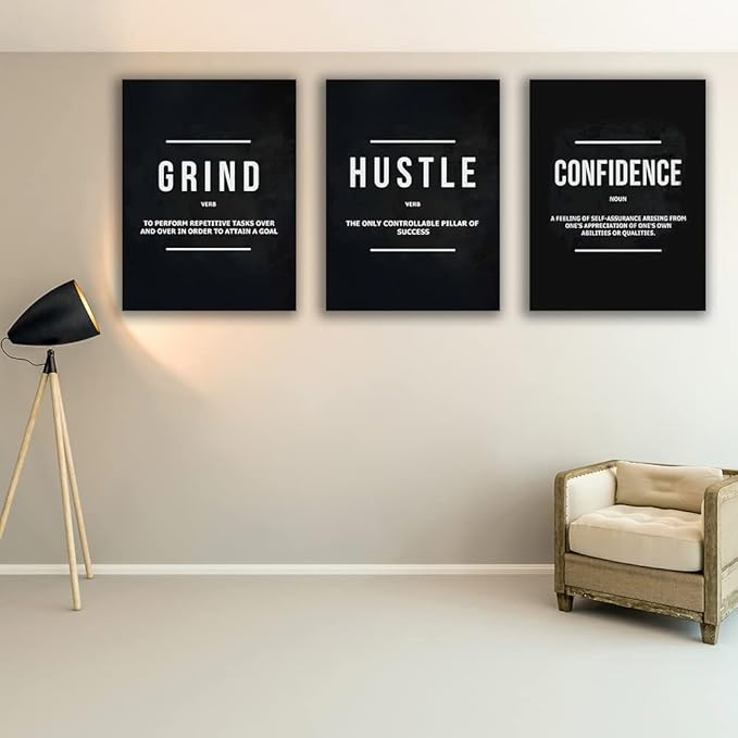 Yetaryy Motivational Poster Inspirational Wall Art 3 Pieces Canvas Painting Lion Artwork for Living Room Office Modern Home Decor Prints Pictures Wall Decor Framed Ready to Hang [36''Wx 16''H]