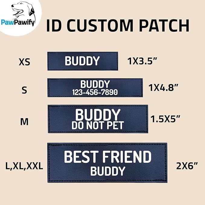 PawPawify Custom No Pull Dog Harness with Name and Phone Number, Heavy Duty Personalized Pet Vest to Prevent Tugging, Pulling, or Choking, Training and Walking (New Black, XS (5-9LBS))