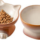 Nihow Elevated Cat/Dog Bowls Set : 5 Inch Ceramic Raised Cat Food & Water Bowl Set for Protecting Pet's Spine - Feeding & Watering Supplies for Pets - Elegant Brown (2 PC)