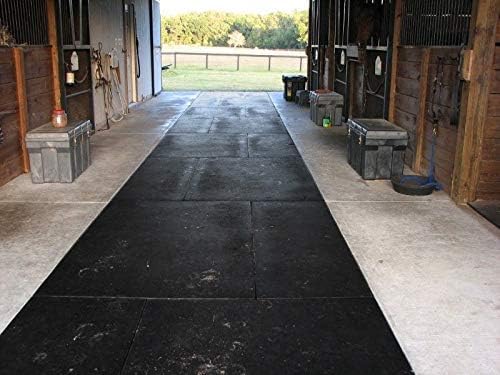 American Floor Tiles - Heavy Duty Stall Tiles - Stable/Horse Tiles - Thick, Durable Rubber Flooring Solid Black 8' x 8' Set 1/2" Thick (16 Tiles Total)