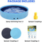 63" Large Dog Pool with Sprinkler, 2-in-1 Foldable Swimming Pool Non-Slip Hard Plastic Splash Sprinkler Kiddie Pool for Outdoor Backyard Kids Dogs Ducks and Pet Baths