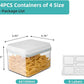 Ankou Airtight Container Set (1000ml 4 Pcs) Stackable One Press Openning Food Containers for Snacks Sugar Salt Herbs Spices Coffee Bean Formula Popcorn BPA-Free Tight Seal - Clear (1.0 QT * 4)