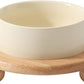 Ceramic Elevated Cat Food and Water Bowl, Kitty Bowl, Raised Cat Dish, Pet Feeder (5.1 in,1 x Beige + Stand)