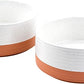 SPUNKYJUNKY Ceramic Dog and Cat Bowls 2 Pack, 6.1'' Dog and Cat Food Water Double Feeding Bowls Non-Slip for Cats and Medium Sized Breed Dogs Microwave Dishwasher Safe - 28.7 OZ, 2pcs, Pattern White