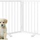 Full Metal Freestanding Dog Gate with Door, 24'' Height Foldable Pet Dog Fence for Indoor & Outdoor, 2 Panels Extra Wide Free Standing Small Dog Gates for Doorways,House,Stairs,Porch,Deck,Yard