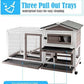 Rabbit Hutch Indoor Outdoor Two Story Bunny Hutch with Wheels Guinea Pig Cage with Removable No Leaking Tray Wooden Pet House