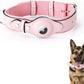 AirTag Dog Collar Soft Leather Webbing Dog Collar for AirTag Provides Double Protection for Small Medium and Large Dogs(Pink,L)