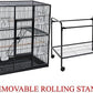 64" Extra Large Double Flight Bird Wrought Iron Double Cage Slide Out Center Divider Side Nesting Box Door Parrot Cage Cockatiel Conure with Removable Rolling Stand Storage Shelf