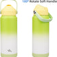Insulated Water Bottle with Straw Lid,24 oz Stainless Steel Vacuum Metal Bottle with Silicone Handle,GreenWhite