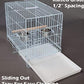 Durable Easy Portable Metal Travel or Veterinary Collapsable Parrot Bird Carrier Beaks Proof Cage with Stainless Steel Feeder Bowls Natural Wooden Perch Stand