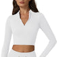 QINSEN Workout Sets for Women 2 Piece Seamless Long Sleeve Crop Tops Ribbed High Waist Leggings