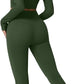 QINSEN Workout Sets for Women 2 Piece Seamless Long Sleeve Crop Tops Ribbed High Waist Leggings
