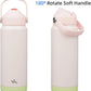 Insulated Water Bottle with Straw Lid,24 oz Stainless Steel Vacuum Metal Bottle with Silicone Handle,Pearl