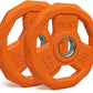 SPART Color Coded Weight Plate 2-Inch Rubber Coated Olympic Grip Plate for Barbell, Solid Cast Iron Weight Plates for Strength Training, Weightlifting, Crossfit, Home Gym, 2.5LB/5LB/10LB/25LB/35LB/45LB, Pair