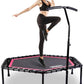 ONETWOFIT 48" Silent Mini Trampoline with Adjustable Handle Bar Fitness Trampoline Bungee Rebounder Jumping Cardio Trainer Workout for Adults