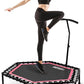 ONETWOFIT 48" Silent Mini Trampoline with Adjustable Handle Bar Fitness Trampoline Bungee Rebounder Jumping Cardio Trainer Workout for Adults