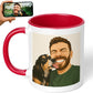 Personalized Coffee Mug, Custom Drawing Portrait Gift, Funny Customized Coffee Gift for Men & Women, Custom Mugs with Pictures, Red 11oz Customized Ceramic Tea Cup
