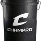 CHAMPRO CBB-200D Full Grain Leather Cover Baseballs with Cosmetic Blem in a Black Bucket – 30 Balls and one Rods Can Sleeve Included