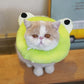 Adjustable Cat Recovery Collar Soft,Cute Pet E-Collar Neck Cone After Surgery Wound Healing Protective Cone Fit for Kitties, Small Dogs(ELC05-frog-s)