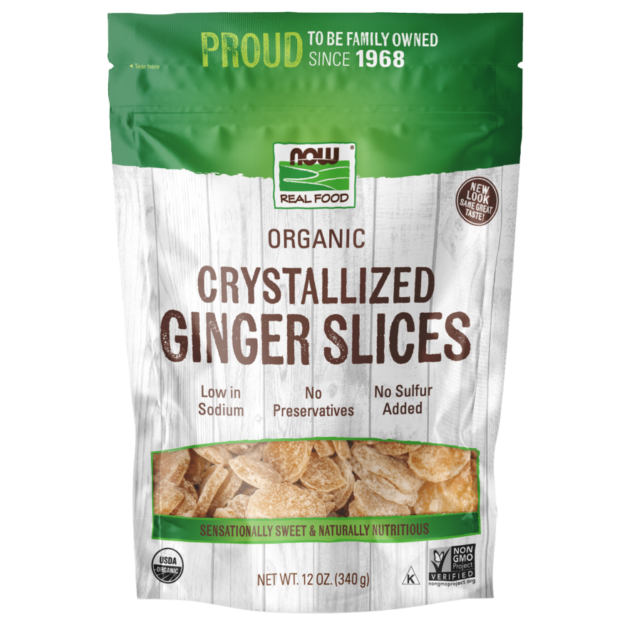 Now Real Food Ginger Slices Crystallized & Organic 12 Oz - 5695