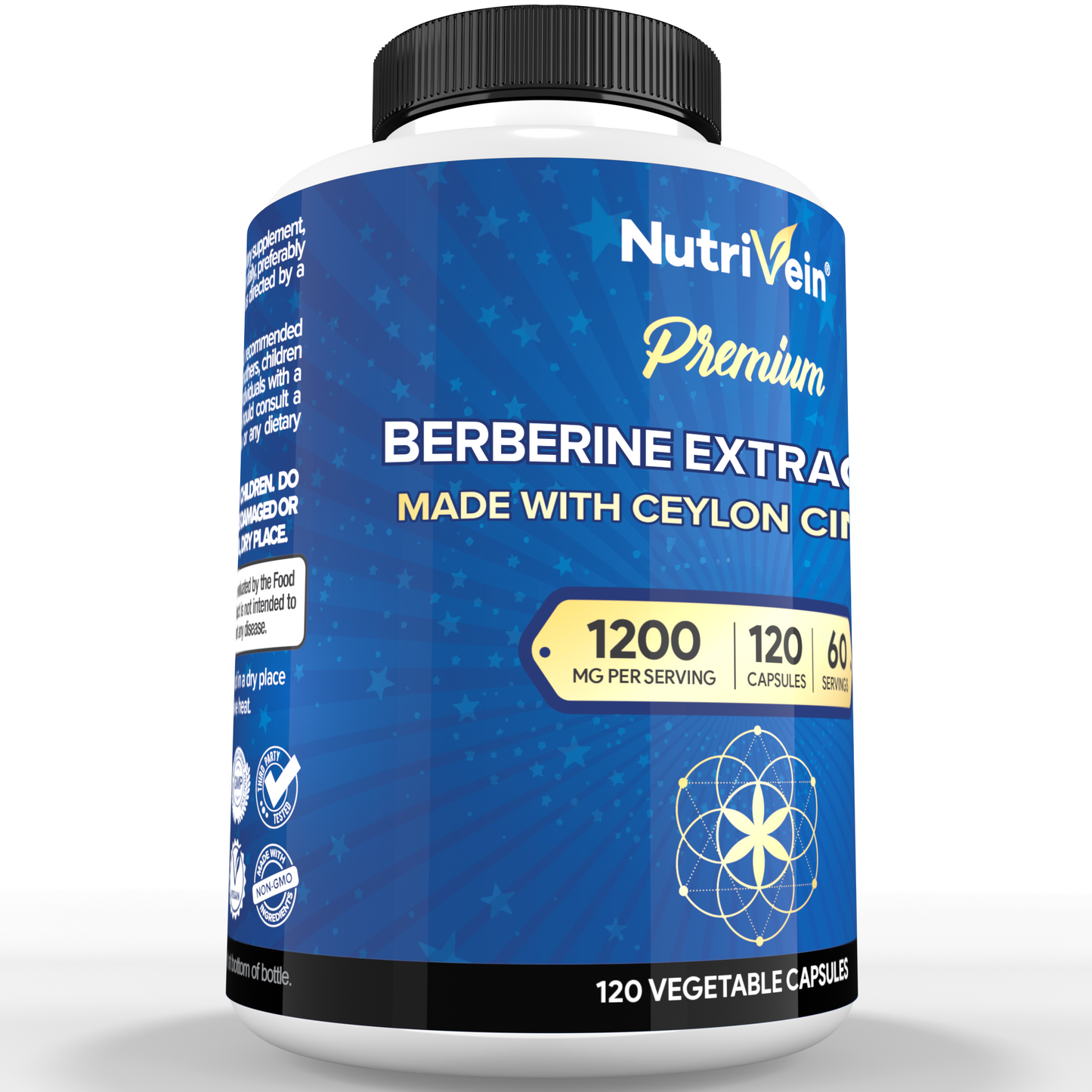 Nutrivein Premium Berberine 1200 mg with Ceylon Cinnamon - 120 Capsules