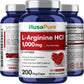 NusaPure L-Arginine 1000 mg 200 Veggie Capsules (Non-GMO, Vegetarian, Vegan)