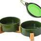 Petygooing Ceramic Dog Cat Bowl Set with Stand, Pet Food and Water Dishes,Medium Pet Bowl Anti -Slip Set of 2 Cat Dish-Pet Food Bowls Small Medium Size Dog (28OZ/6.1 in) Rust Green