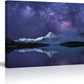 Peaceful Star Lake Landscape Wall Art For Bedroom,Starry Night Sky Over Snowy Mountain,Purple Milky Way Galaxy Scenery Decor,Giclee Canvas Print Picture, Inner Frame 12x16 Inches