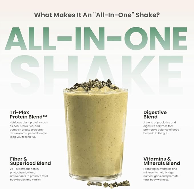 310 Nutrition All-In-One Meal Replacement Shake Powder - Plant-Based Protein Smoothie Blend w/High Fiber, Probiotics & Adaptogens - Low Carb, Vegan, Keto & Paleo Friendly - Gingerbread - 14 Srv