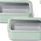 Caraway 2pc Glass Food Storage Set - 6.6 Cup Food Containers (2) - Ceramic Coated - Non Toxic, Non Stick Lunch Box with Lids. Dishwasher, Oven, & Microwave Safe - Mist