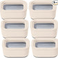 Caraway 6pc Glass Food Storage Set - 2.6 Cup Storage Containers For Food (6) - Non-Toxic Ceramic-Coated Glass - Air Release Technology - Compact & Stackable Design - Cream