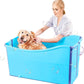 Portable Dog Bathtub for Large Dogs - 48.4Gal Foldable Pet Wash Station with Drain Plug, Insulated & Non-Slip Design for Indoor/Outdoor Bathing, Grooming, Camping（Blue）