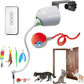 Cat Toys Hanging Door Electric and Moving Ball, Cats Toy Interactive for Indoor for Bored Feather Toys Kitten Rechargeable Door Hanging Automatic Retractable String（White）