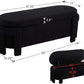 Kmax 50" Storage Ottoman Bench Modern Faux Fur Boucle Entryway Bench Comfy Upholstered End of Bed Bench for Hallway Entrance Bedroom Corner, Black