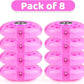 8pcs Inline Skate Wheels Led Light-Up Wheels 64/70/72/76/80mm w/Bushings 85-88A for Kids and Youth Beginners Children's Inline Skates Indoor/Outdoor Use (Pink, 72mm)