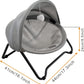 Cat Bed Cat Hammock Bed Elevated cat Bed, Comfortable and Breathable Pet Bed with Awning and Plush Toy, No-Tools Assemble, Cover Removable and Washable, Suitable for Indoor and Outdoor Use
