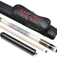 2-Piece Pool Cue Stick + Pool Cue Case with Carbon Extension