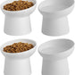 4 Pcs Small Ceramic Raised Cat Bowls, Tilted Elevated Food or Water Bowls, Stress Free, Backflow Prevention, Dishwasher and Microwave Safe, Lead & Cadmium Free(4pc White)