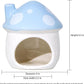 Ceramic Mushroom Hamster Hideout - Hamster Habitat for Hamsters Chinchillas Hedgehogs and Gerbils Mouse Small Pet Guinea Pigs House Hamster Bed (Blue)