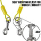 BV Dog Tie Out Cable 15 Feet - Heavy Duty Dog Lead Up to 35 Pounds - Reflective & Rust-Free with Quick Release Swivel Clips & 360° Rotating Clasp - Tangle-Free Dogs Runner for Yard (Yellow, Single)