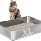 Stainless Steel Litter Box -6in High Sided,XL Metal Cat Litter Box for Big Cats Easy to Clean, Cat LitterBox Metal Pet Toilet for Adult Big Cats,Non Stick, No Smell,23.6"x15.8"x6"