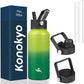 32 oz Insulated Water Bottle Stainless Steel Sport Bottles with 3 Lids,Bamboo Grove