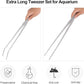 Aquarium Tweezers Extra Long 15 inches Feed Tong clamps - FEITA Straight and Curved Stainless Steel 38cm Tweezers Set for Fish Tank Plants Aquascape Tools & Reptile Feeding Tongs - Sliver 2Pcs