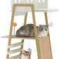 FourFurPets Modern Cat Tree, 58-Inch Cat Tower for Large Cats, Maine Coon Cat Tree with Scratching Board, Large Perch, Hammock and Removable Pads, White