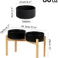 Ceramic Raised Double Bowls Set with Stand, Food & Water Bowls for Large Breed Dogs, Weighted Dog Dishes, Pet Bowl(8.2'',60OZ, Black)